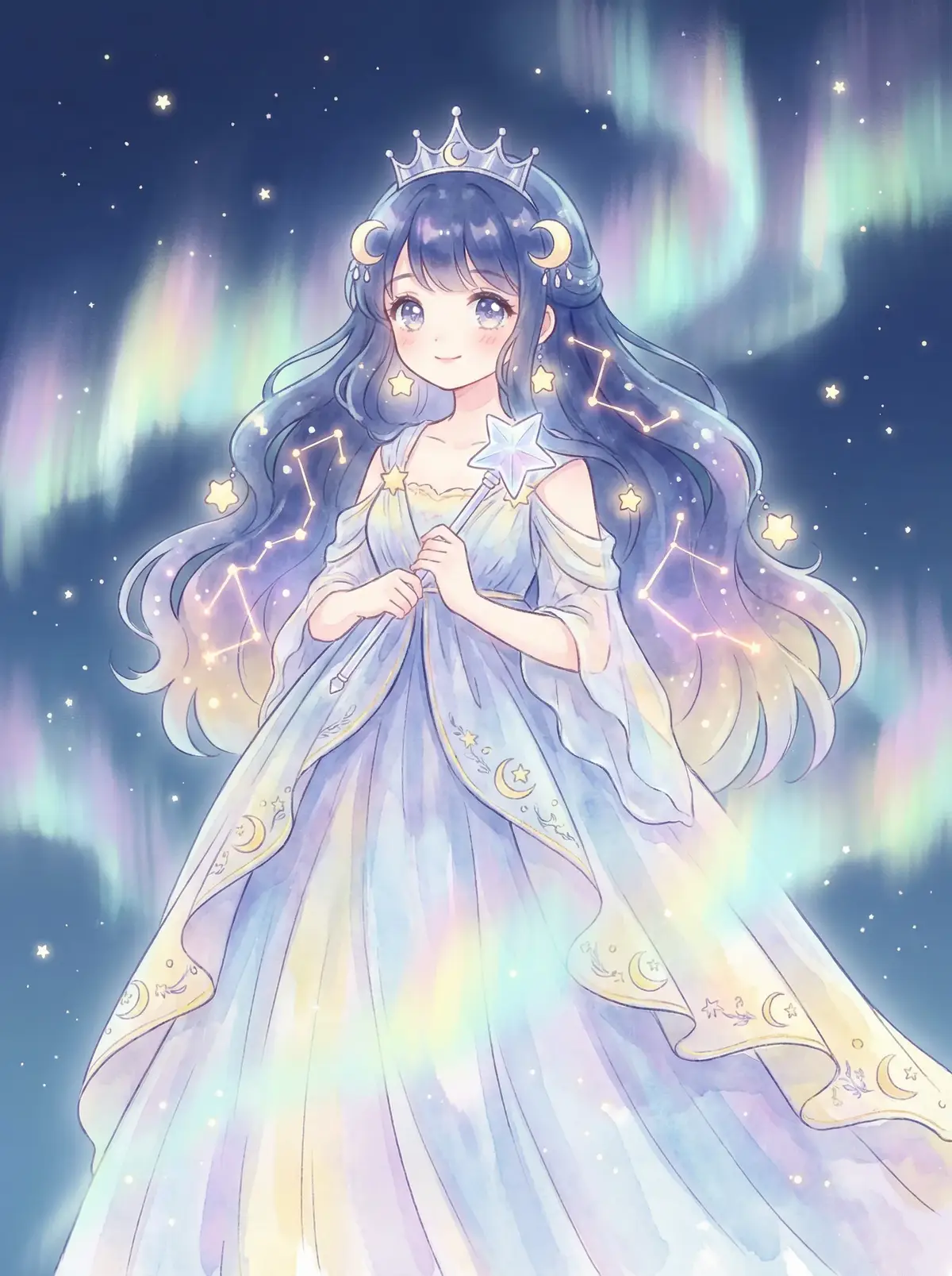 漂亮的保姆在线完整版 - 星辰公主希尔角色设定图，手持星光权杖